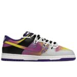 [Custom Sunset Beach]  Dunk Skateboarding Shoes Men Low-top Black/purple - Image 3