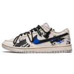 [Custom Men's ink-wash art in black and blue]  Dunk Skateboarding Shoes Men Low-top Blue/Brown - Image 2