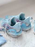 [Blue and pink Color, Scheme Ink Pplattered Old Style] Custom Street LiNing Basketball Shoes Unisex - Image 10