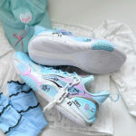 [Blue and pink Color, Scheme Ink Pplattered Old Style] Custom Street LiNing Basketball Shoes Unisex - Image 2