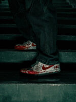 [Custom AF Chainsaw Horror]  Air Force 1 Skateboard Shoes Unisex Low-Top White/Red - Image 14