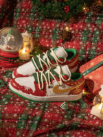 [Custom Christmas Snow Night] Air Jordan 1 Skateboarding Shoes Unisex Low-top - Image 10