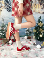 [Custom Velvet Crimson] Grand Court Base 00s Low Top Skate Shoes Unisex Christmas Collection - Image 7