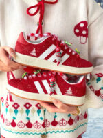 [Custom Velvet Crimson] Grand Court Base 00s Low Top Skate Shoes Unisex Christmas Collection - Image 8