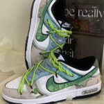 [Custom Dr. Crocodile]  Dunk Skateboarding Shoes Unisex Low-top Brown/green/blue - Image 3