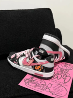 [Custom Harley cat]  Dunk Skateboarding Shoes Men Low-top Black/pink - Image 8