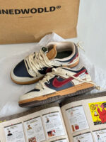 [Custom Leisure Time] Dunk Skateboarding Shoes Unisex Brown/Beige/Red - Image 7