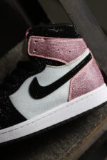 [Custom Pink&Black - Full Diamond] Air Jordan 1 Mid - Top Skateboarding Shoes Unisex - Image 4