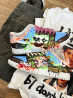Harley Quinn - Mismatched Sneakers  Graffiti Hand-Painted Men's - Image 11