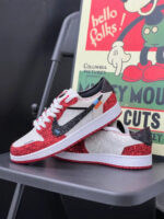[Custom Black&Red - Full Diamond] Jordan Air Jordan 1 Low Top Men's Skateboarding Shoes - Image 2