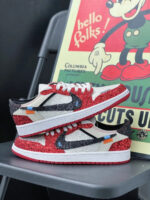 [Custom Black&Red - Full Diamond] Jordan Air Jordan 1 Low Top Men's Skateboarding Shoes - Image 4