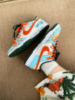 [Custom Hawaiian Sunshine] Dunk Low Skateboard Shoes Unisex Orange/Blue - Image 10