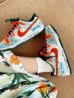 [Custom Hawaiian Sunshine] Dunk Low Skateboard Shoes Unisex Orange/Blue - Image 8