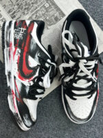 [Custom Nightmare Spell] Dunk Skateboarding Shoes Unisex Black/Red Graffiti - Image 11