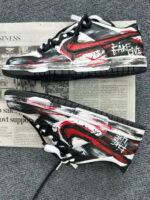 [Custom Nightmare Spell] Dunk Skateboarding Shoes Unisex Black/Red Graffiti - Image 9