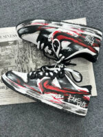[Custom Nightmare Spell] Dunk Skateboarding Shoes Unisex Black/Red Graffiti - Image 8