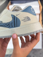 [Custom Blue Zebra] Air Jordan 1 - Top Unisex Skateboarding Shoes White/Blue - Image 2