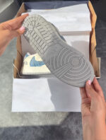 [Custom Blue Zebra] Air Jordan 1 - Top Unisex Skateboarding Shoes White/Blue - Image 4