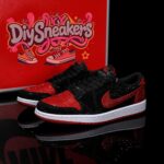 [Custom Black and Red Full Diamond] Air Jordan Low - Top Skateboarding Shoes Unisex - Image 8