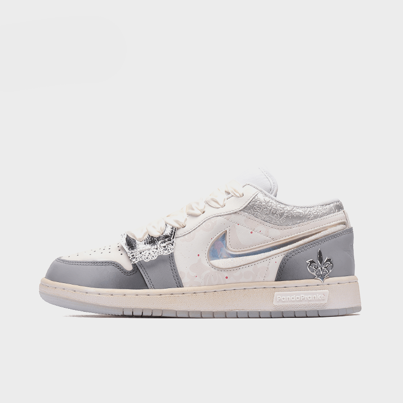1_a7335a4d-cbb4-4490-90f4-4920dd285b55.png Silver Dancer - Women's Jordan 1 Low Custom - Image 1