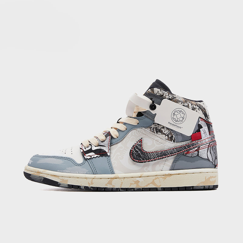 1_ab038b3d-a45f-4ff6-877c-7a28a1bb88f1.jpg New Silver - Men's Jordan 1 Mid CNY Custom - Image 1