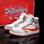 [Custom Natural-colored Python Pattern - Backwards Swoosh] Air Jordan High - Top Skateboarding Shoes Unisex - Image 5