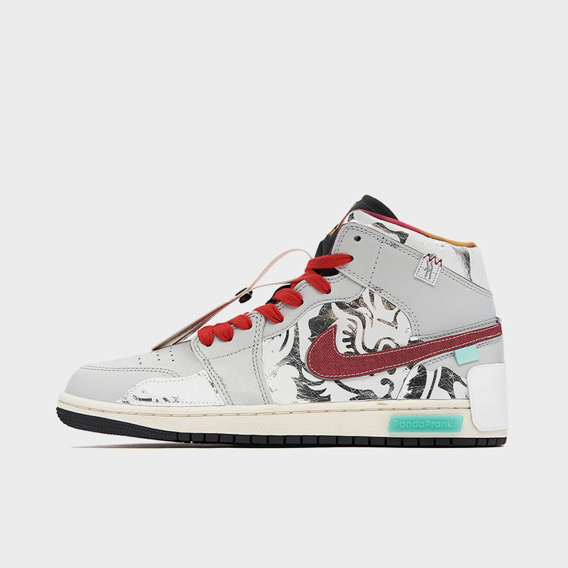 1_fe427b3a-286e-49f5-b388-023aa4c2e055.jpg Silver Patterns - Men's Jordan 1 Mid CNY Custom - Image 1