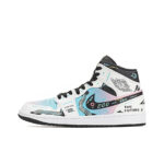 [Custom Cyber Cotton Candy] Jordan Air Jordan 1 Mid Unisex Skateboarding Shoes - Image 10