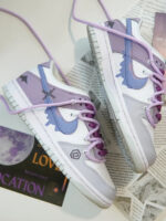 [Custom Clumsy Little Devil] Dunk Skateboarding Shoes Unisex Low-top Purple/Gray/White - Image 8