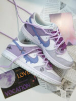 [Custom Clumsy Little Devil] Dunk Skateboarding Shoes Unisex Low-top Purple/Gray/White - Image 7