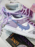 [Custom Clumsy Little Devil] Dunk Skateboarding Shoes Unisex Low-top Purple/Gray/White - Image 12