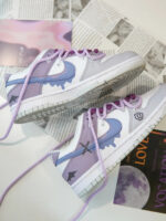 [Custom Clumsy Little Devil] Dunk Skateboarding Shoes Unisex Low-top Purple/Gray/White - Image 13