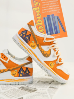 [Custom Witchy Pumpkin's Spooky Night] Dunk Skateboarding Shoes Unisex Low-top Orange/White - Image 7