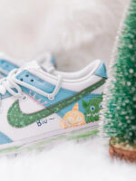 [Custom Plush Monster] Dunk Skateboarding Shoes Unisex Low-top Blue/Green - Image 10