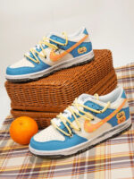 [Custom Silly Pumpkin] Dunk Skateboarding Shoes Unisex Low-top Blue/White - Image 7