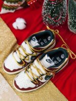 [Custom Celestial Sleigh] Dunk Skateboarding Shoes Unisex Low-top Green/Red - Image 4