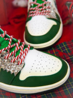 [Custom Shooting Star] Air Jordan 1 Mid Top Unisex Skateboarding Shoes Green - Image 3