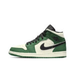 [Custom Iced Evergreenl] Air Jordan 1 Mid Top Men's Skateboarding Shoes Green - Image 6
