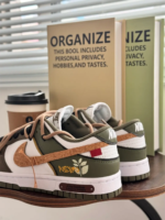 [Custom A Tour of Decaying Wood] Dunk Skateboarding Shoes Unisex Low-top Brown/Green - Image 10