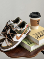 [Custom A Tour of Decaying Wood] Dunk Skateboarding Shoes Unisex Low-top Brown/Green - Image 11