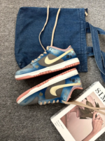 [Custom Auspicious Dragon Cloud Pattern] Dunk Skateboarding Shoes Unisex Low-top Blue/Pink - Image 8