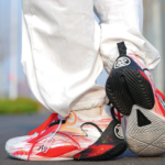 [Raging Flames - Graffiti Gradient White Red Black] Custom Street LiNing Men's Basketball Shoes - Image 2