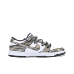 [Custom Gold Rush] Dunk Low Skateboard Shoes Unisex Black/White/Gold - Image 3