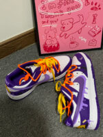 [Custom Dark Purple Pumpkin] Dunk Low Skateboard Shoes Unisex Purple/Orange - Image 7