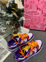 [Custom Dark Purple Pumpkin] Dunk Low Skateboard Shoes Unisex Purple/Orange - Image 3