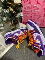 [Custom Dark Purple Pumpkin] Dunk Low Skateboard Shoes Unisex Purple/Orange - Image 4