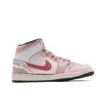[Custom Flower Dream] Air Jordan 1 Mid Top Unisex Skateboarding Shoes Pink - Image 3