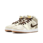 [Custom Warm Winter - Romantic Fireworks] Jordan Air Jordan 1 High Top Female Skateboarding Shoes Khaki Color - Image 2