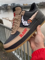 [Customized Pipe] Air Force 1 Low-top Shoes Unisex Black/Brown Couture Sneakers - Image 3
