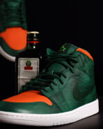 [Custom Jägermeister] Jordan Air Jordan 1 Mid Unisex Skateboarding Shoes Green - Image 2